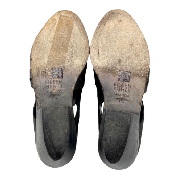 Eileen Fisher Black Cluster Crisscross Leather ankle boots 7.5 US steampunk boho - Picture 10 of 11